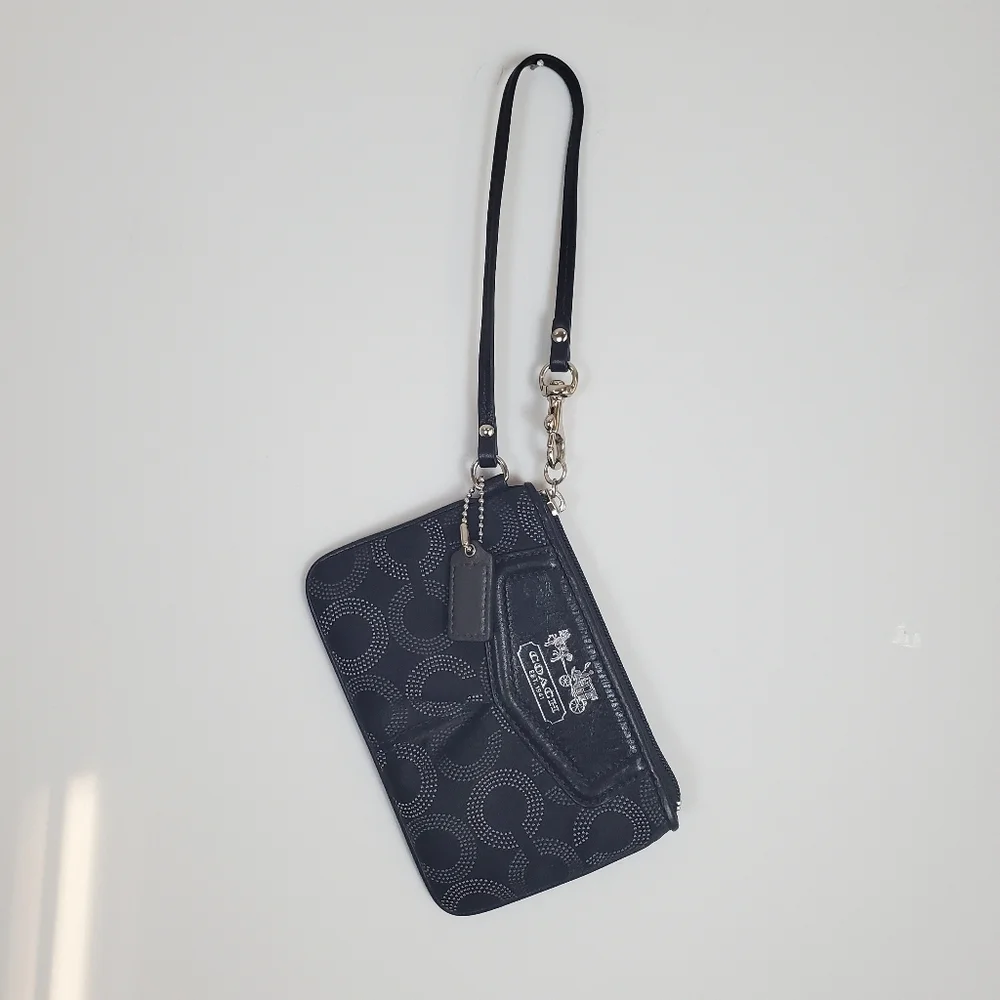 COACH Black Signature Wristlet Pouch